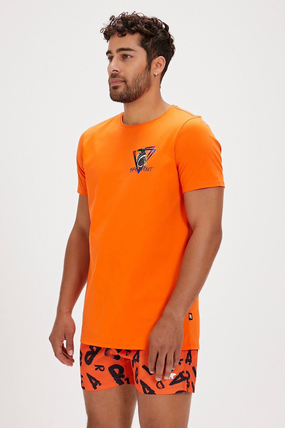 Bite Turuncu Baskılı Erkek Tişört