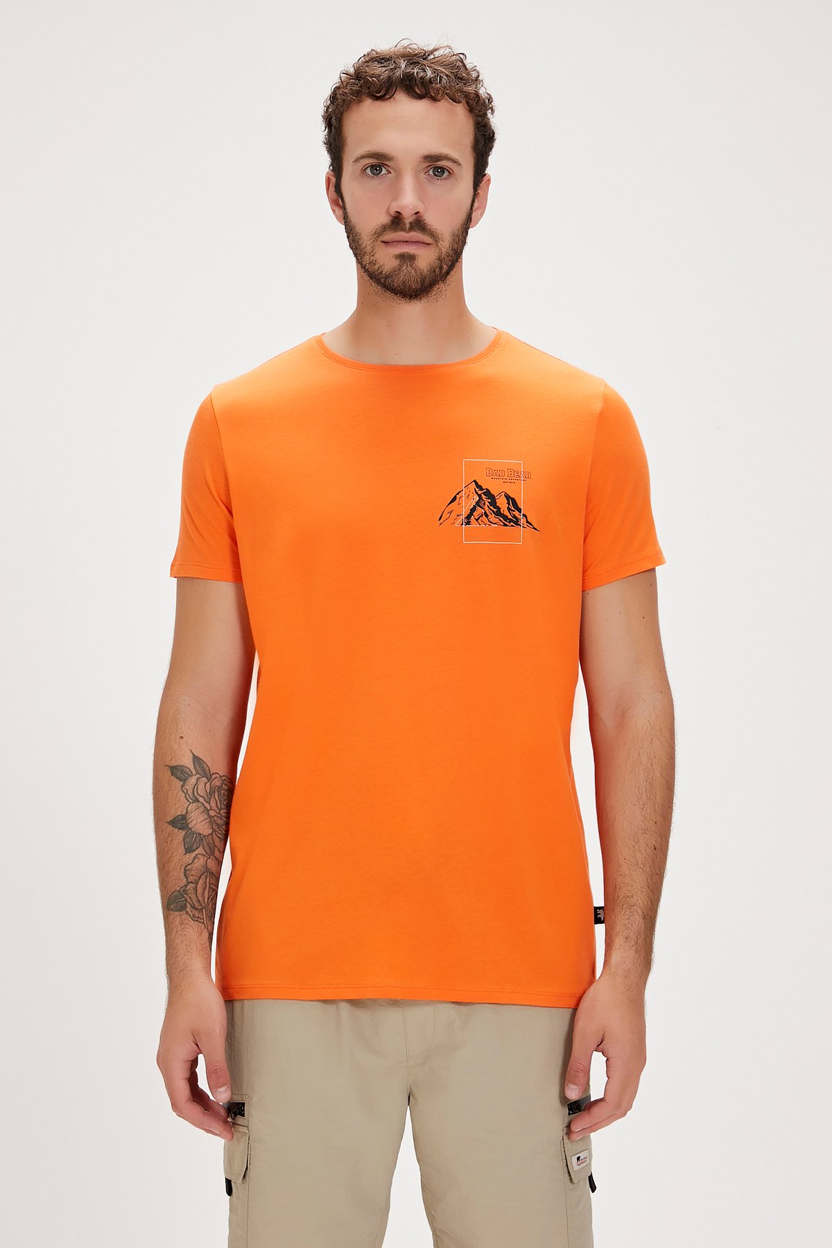 Carl Turuncu Baskılı Erkek Tişört