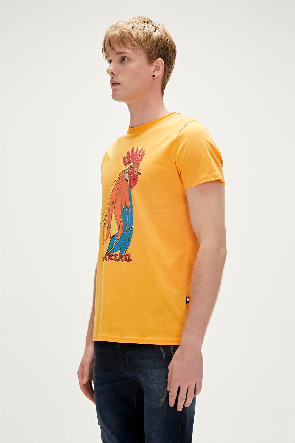 Cockerel T-Shirt Hardal Baskılı Erkek Tişört 