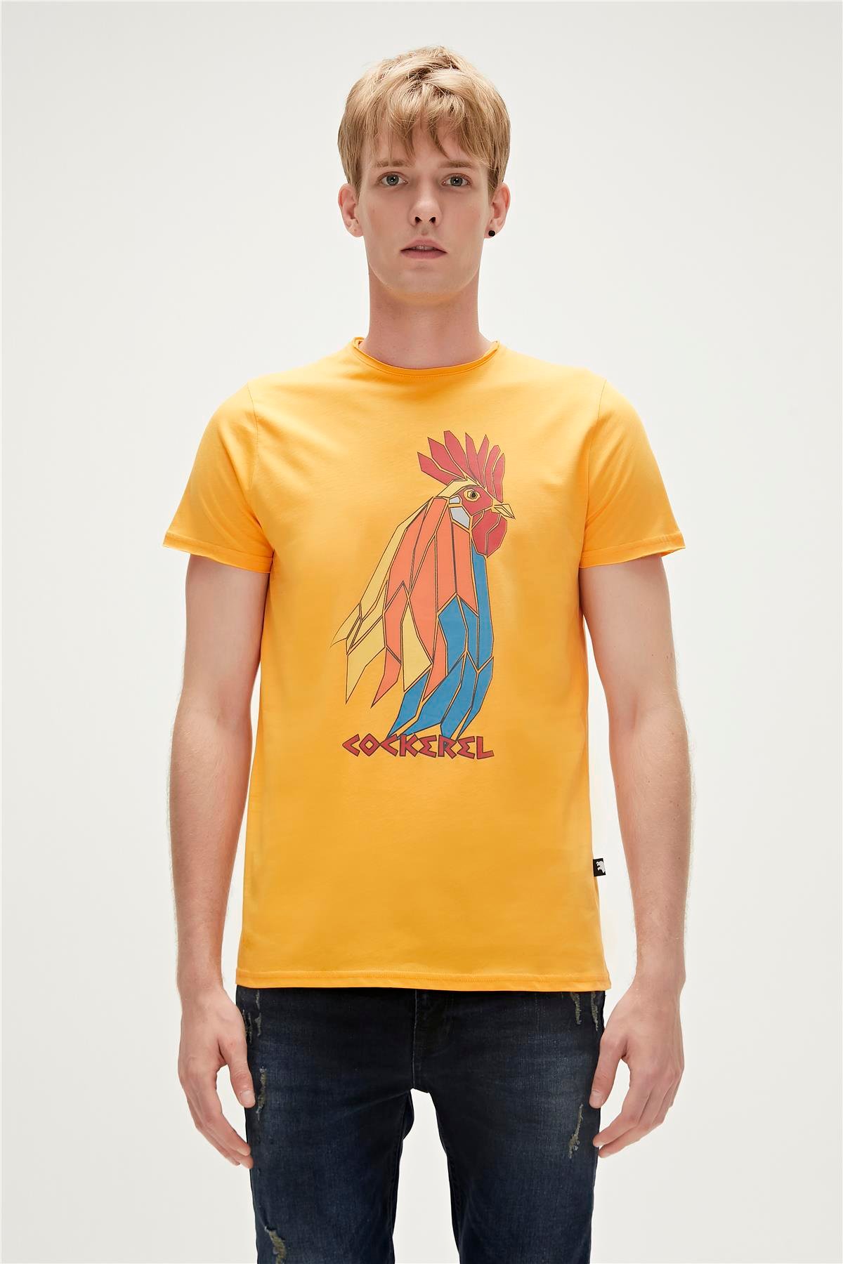 Cockerel T-Shirt Hardal Baskılı Erkek Tişört 