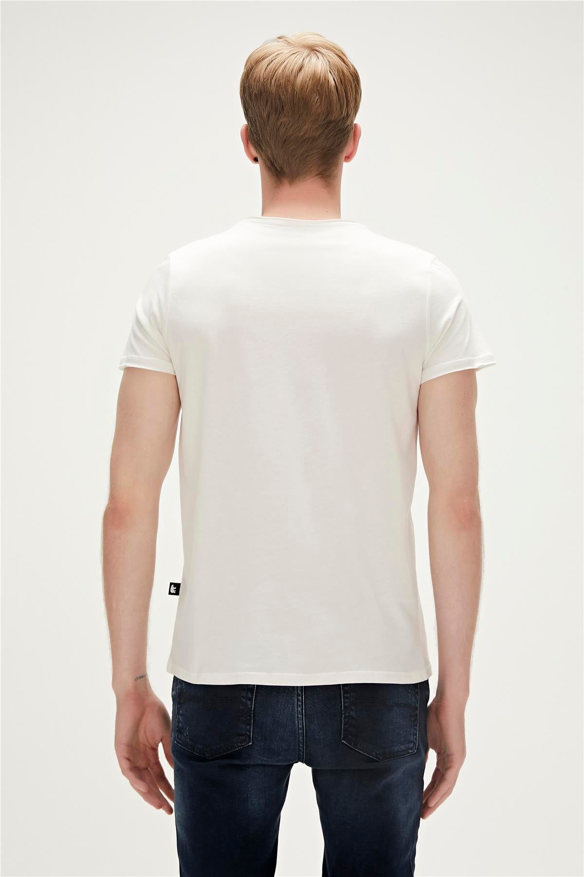 Cockerel T-Shirt Off-White Beyaz Baskılı Erkek Tişört 
