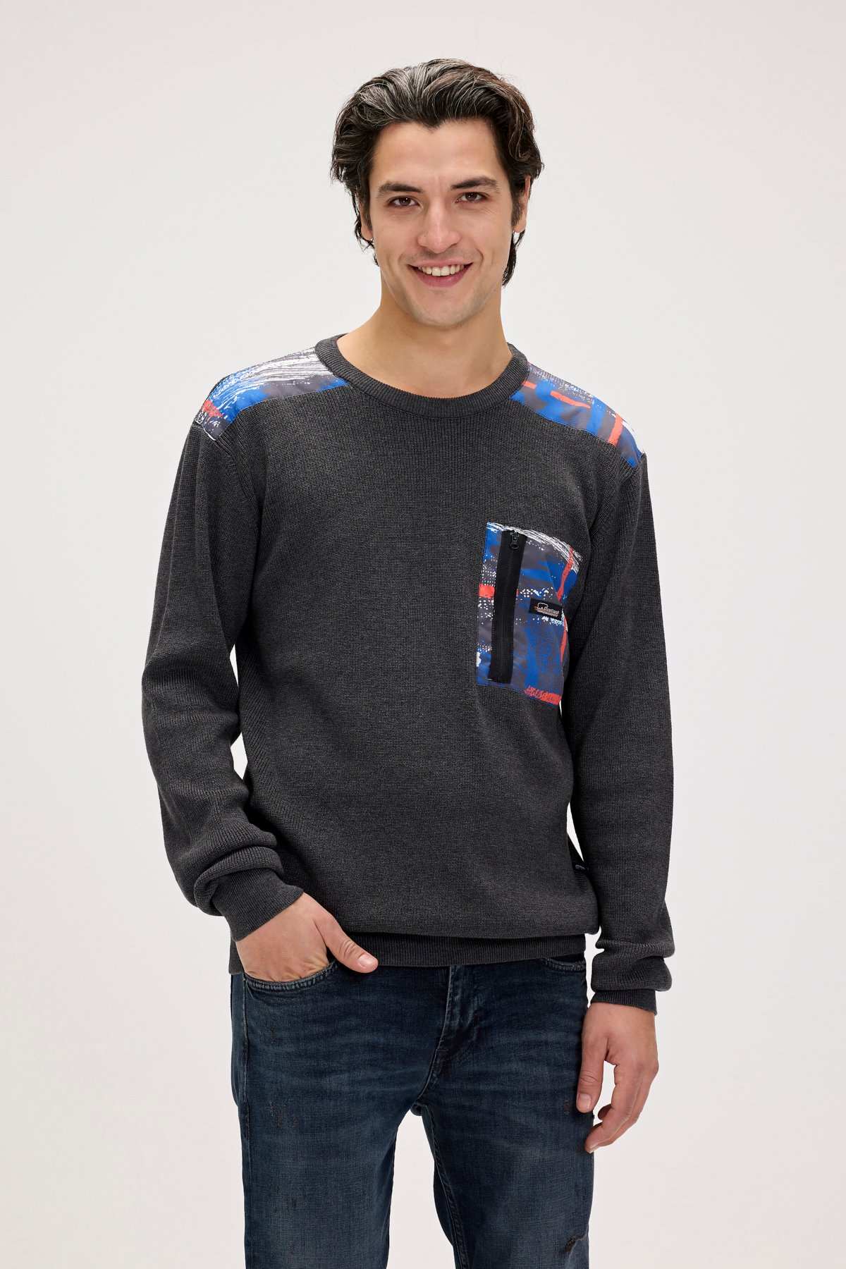CODY KNIT CREWNECK PRINTED CREWNECK ASPHALT  ERKEK KNITWEAR CODY KNIT CREWNECKCODY KNIT CREWNECK