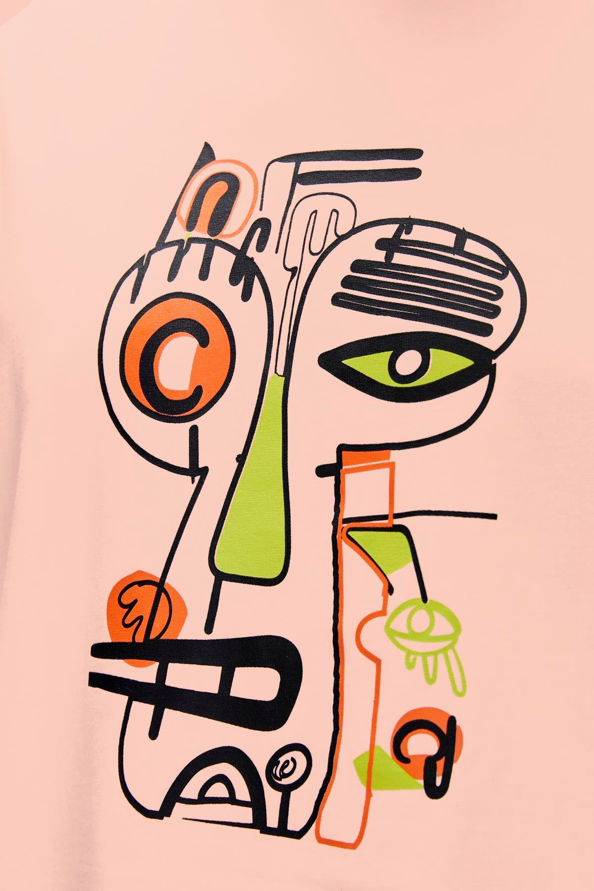 Collis pembe Erkek Baskılı Tişört