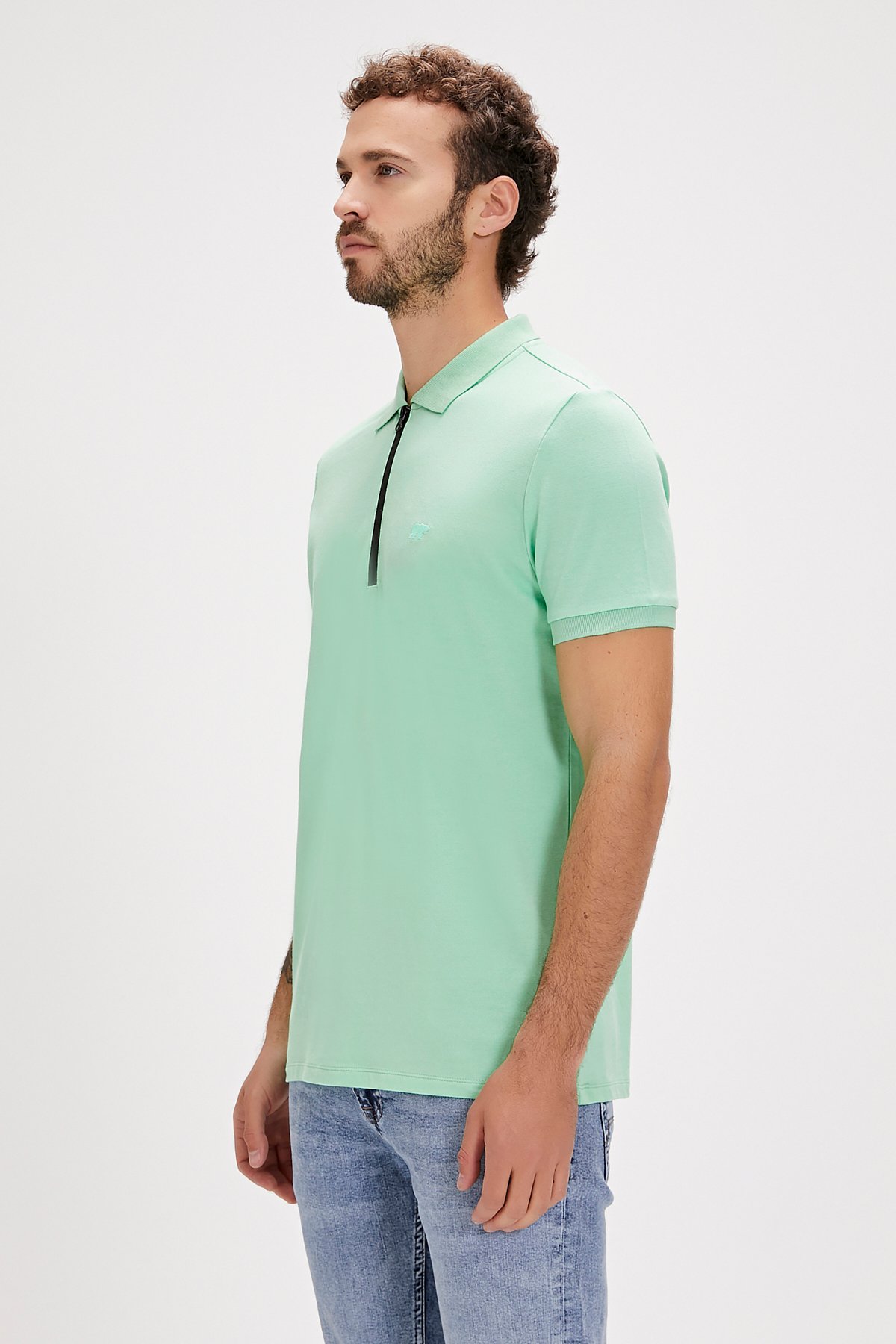 Cord Polo Yaka Yeşil Erkek Tişört