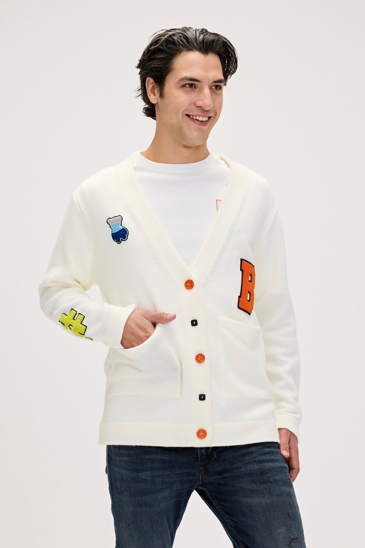 DEON KNIT CARDIGAN CARDIGAN OFF-WHITE  ERKEK KNITWEAR DEON KNIT CARDIGANDEON KNIT CARDIGAN