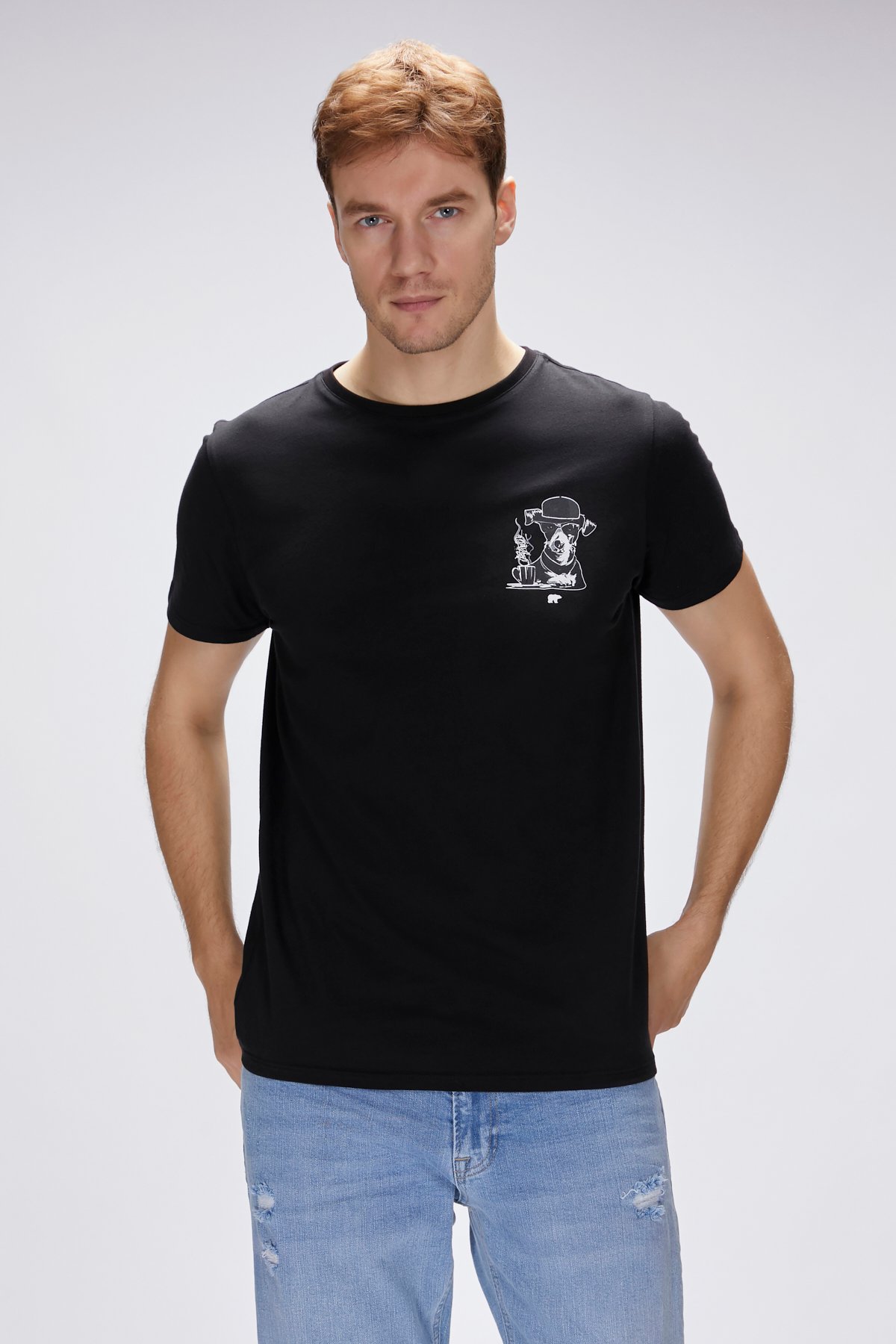 Duggie Siyah Erkek Baskılı Tişört