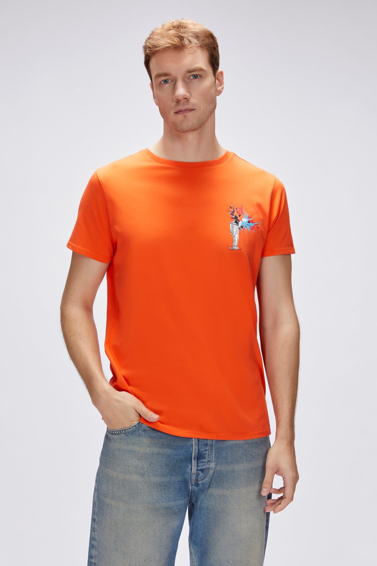 Endless Turuncu Erkek Baskılı Tişört