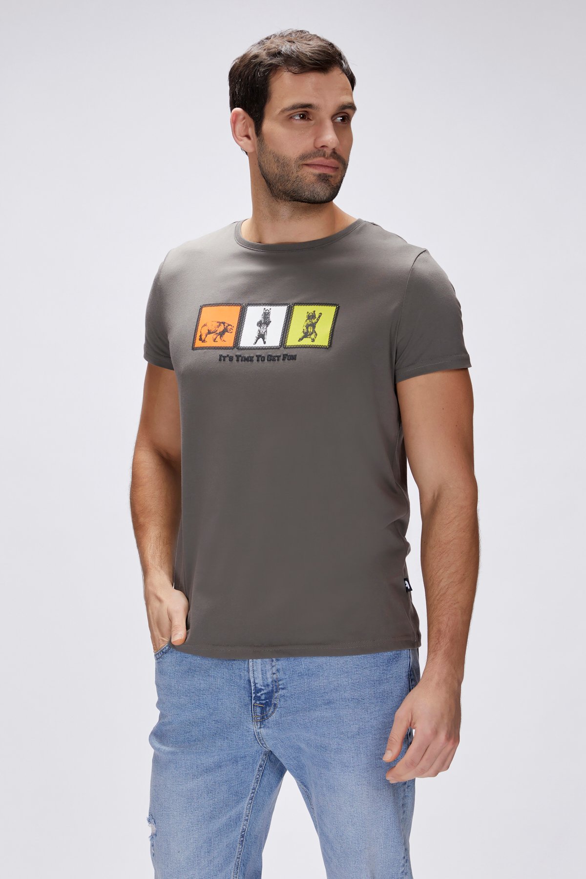 Entree Antrasit Erkek Baskılı Tişört
