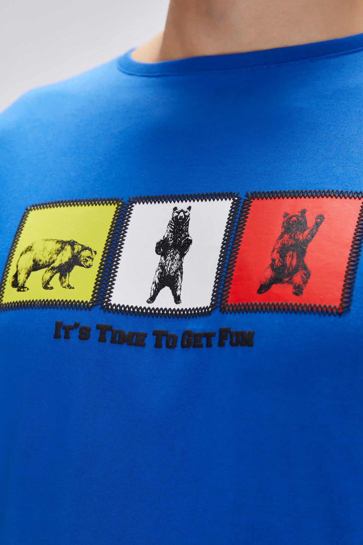 Entree Saks Mavisi Erkek Baskılı Tişört