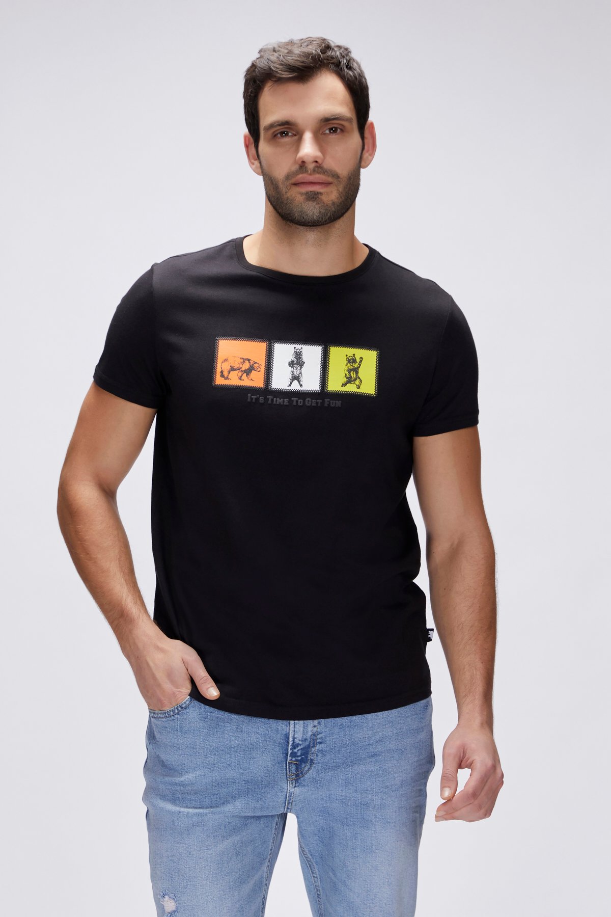 Entree Siyah Erkek Baskılı Tişört