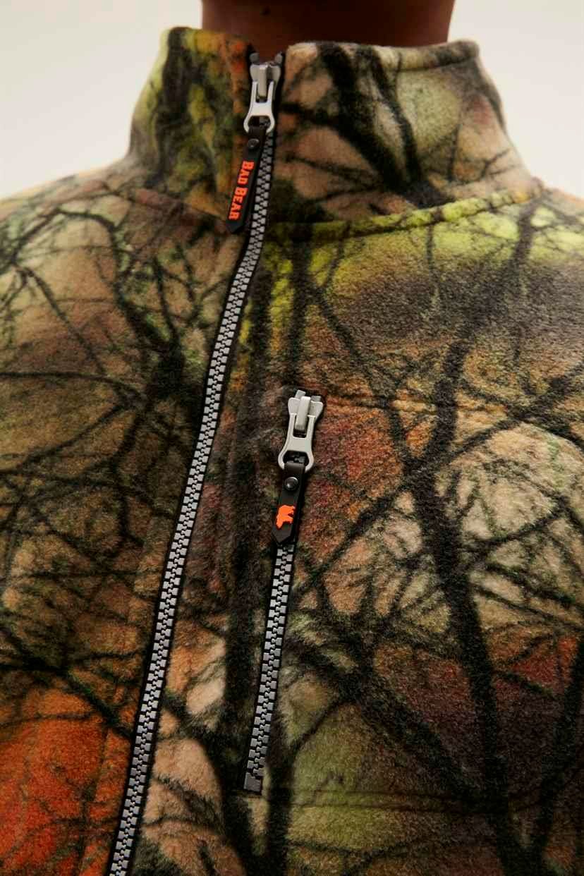 Equinox Full-Zip Haki Yeşil Fermuarlı Desenli Erkek Polar Sweatshirt