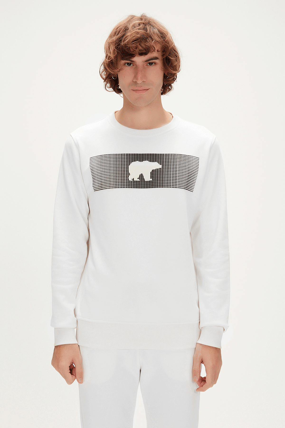Fancy Crewneck Off-White Beyaz 3D Baskılı Erkek Sweatshirt