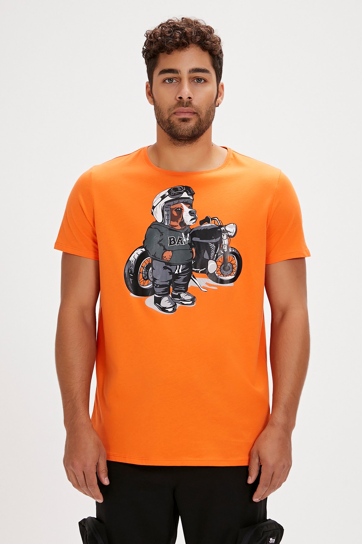Fave Turuncu Baskılı Erkek Tişört | BAD BEAR