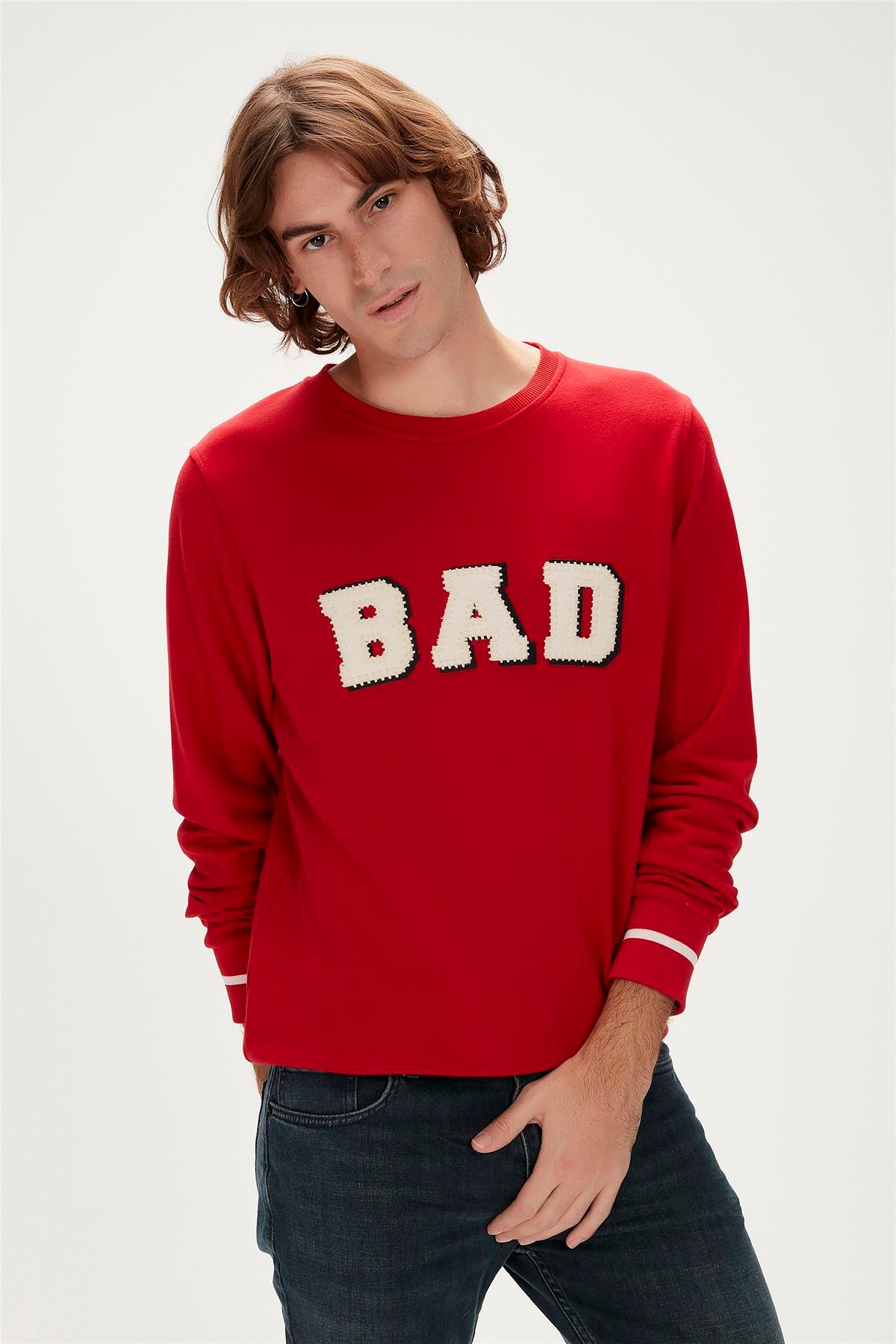 FELT CREWNECK PARLAK KIRMIZI