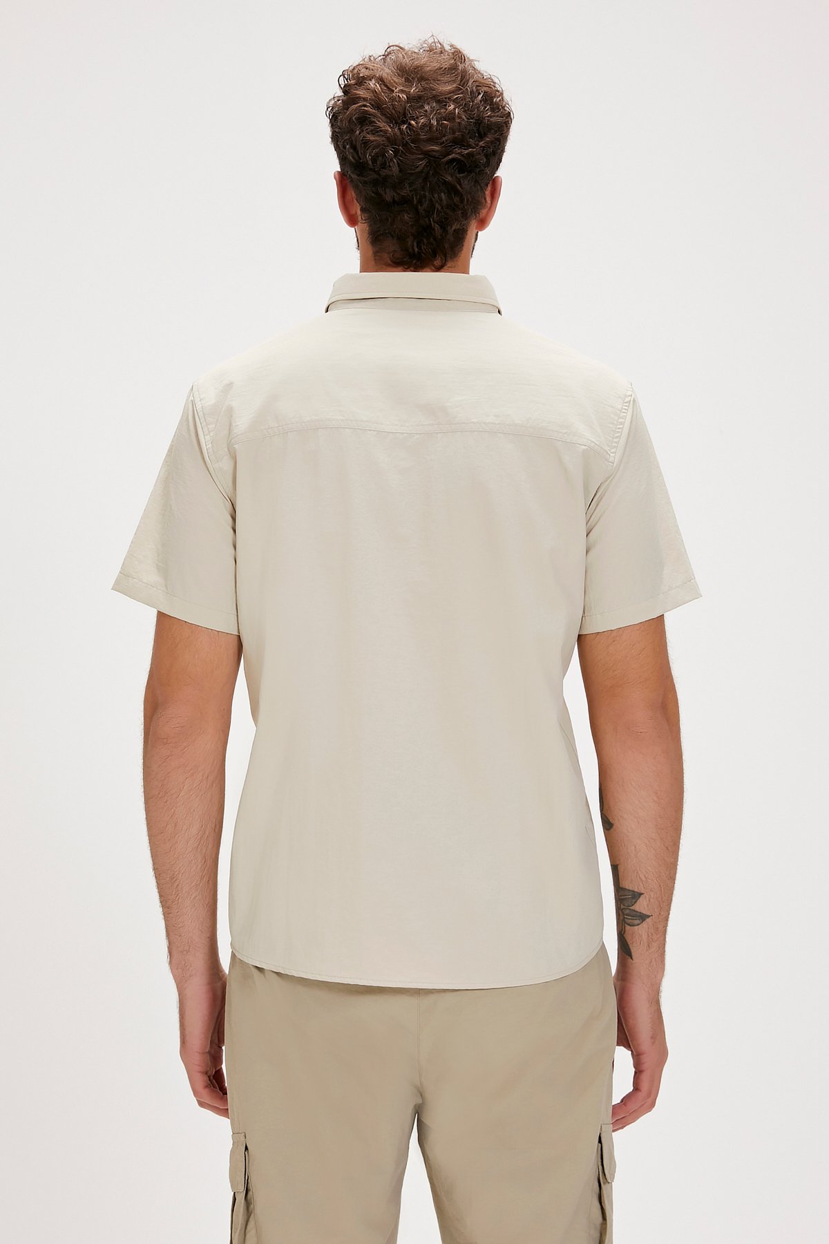 Fernardo Bej Baskılı Kısa Kollu Erkek Gömlek