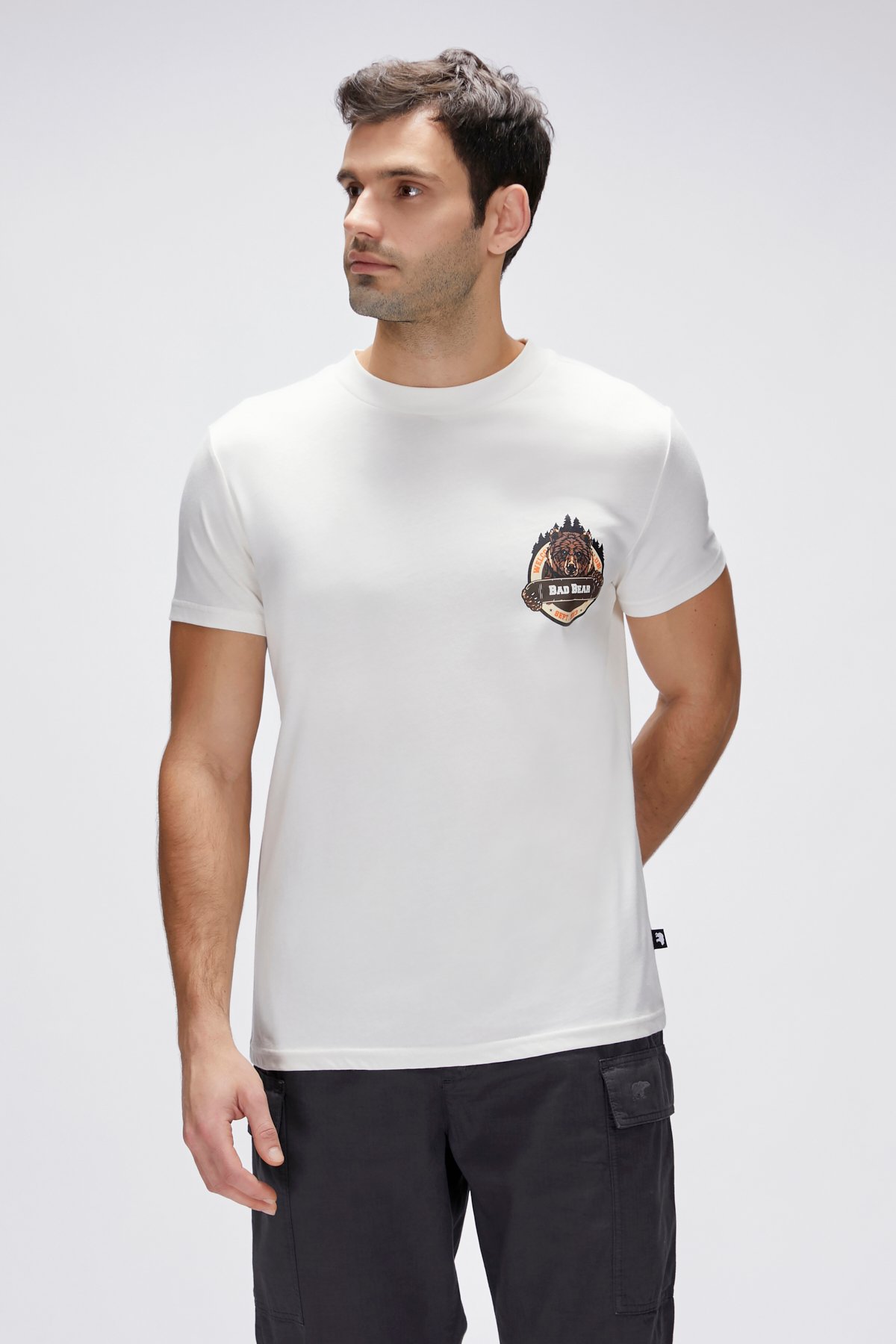 Flint Beyaz Erkek Baskılı Tişört