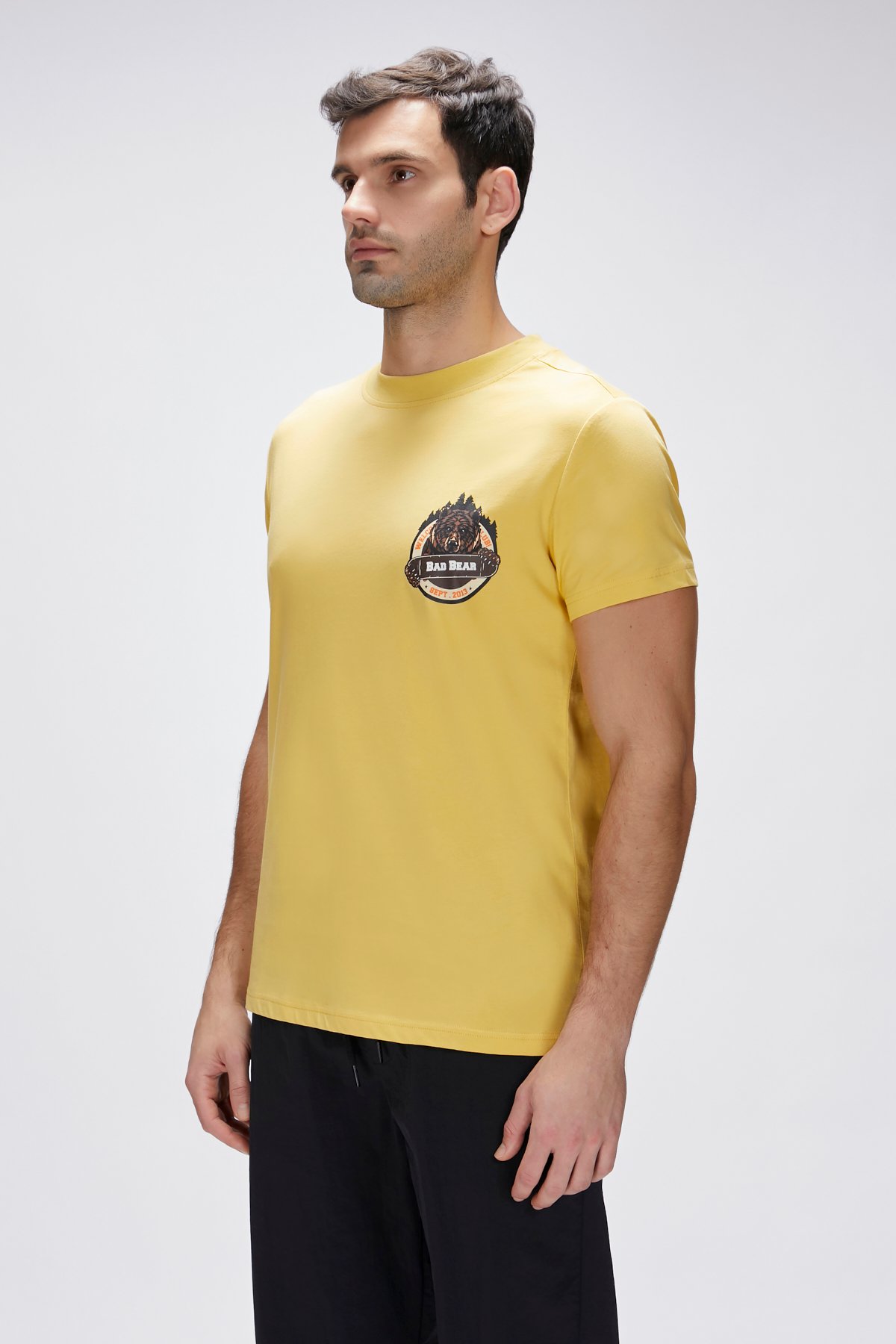 Flint Sarı Erkek Baskılı Tişört