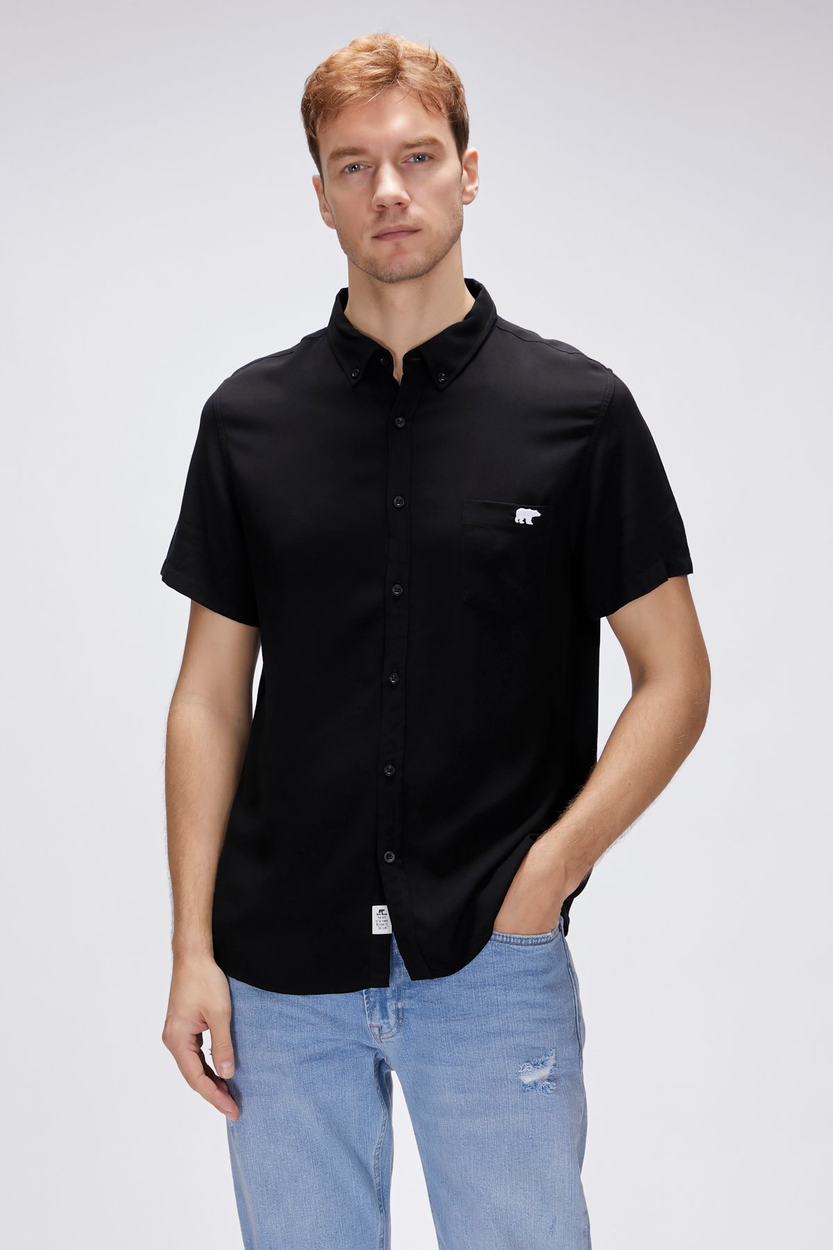 Frank Shirt Siyah Kısa Kollu Erkek Gömlek