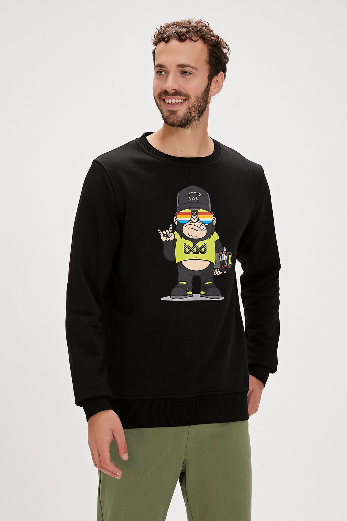 Funky Black Men's Crewneck Sweatshirt
