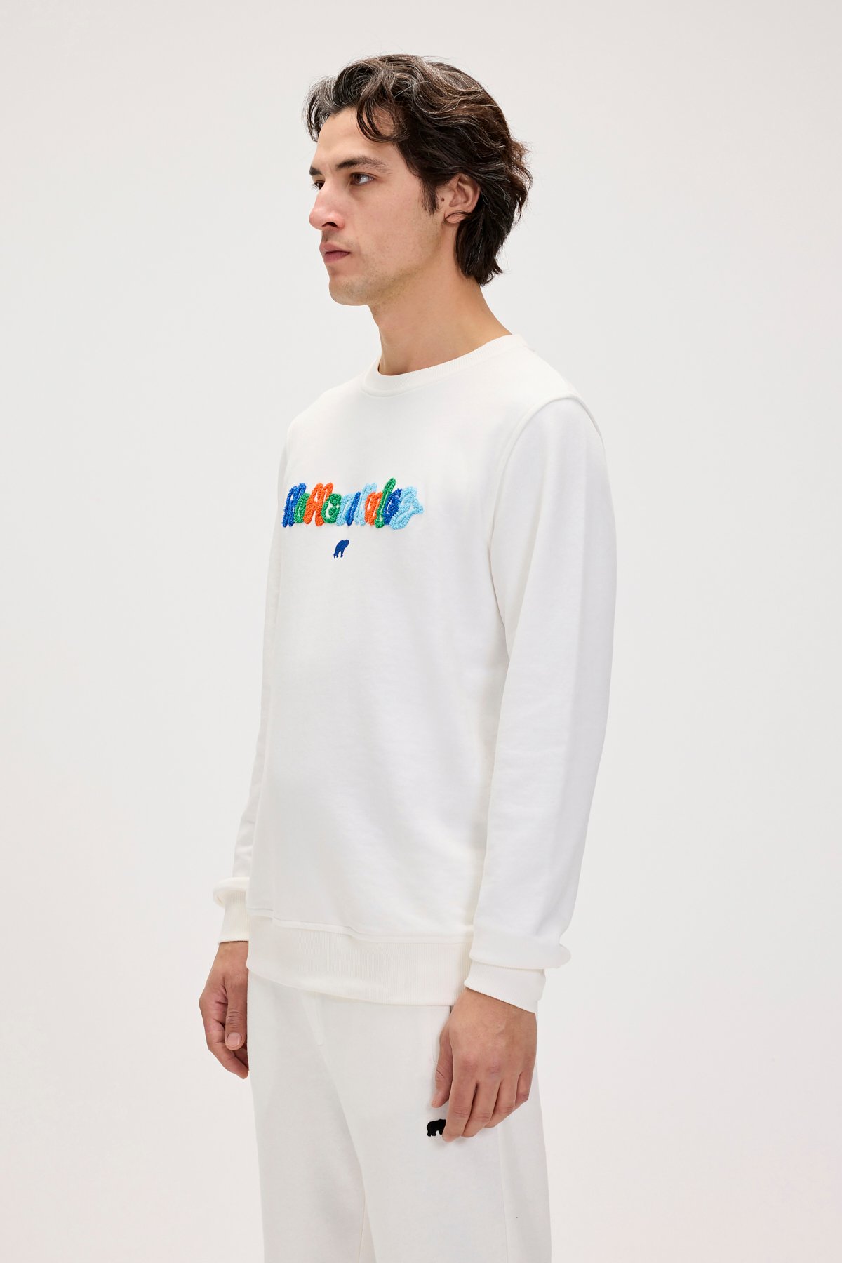 FURRY CREWNECK PRINTED CREWNECK OFF-WHITE  ERKEK SWEATSHIRT FURRY CREWNECKFURRY CREWNECK