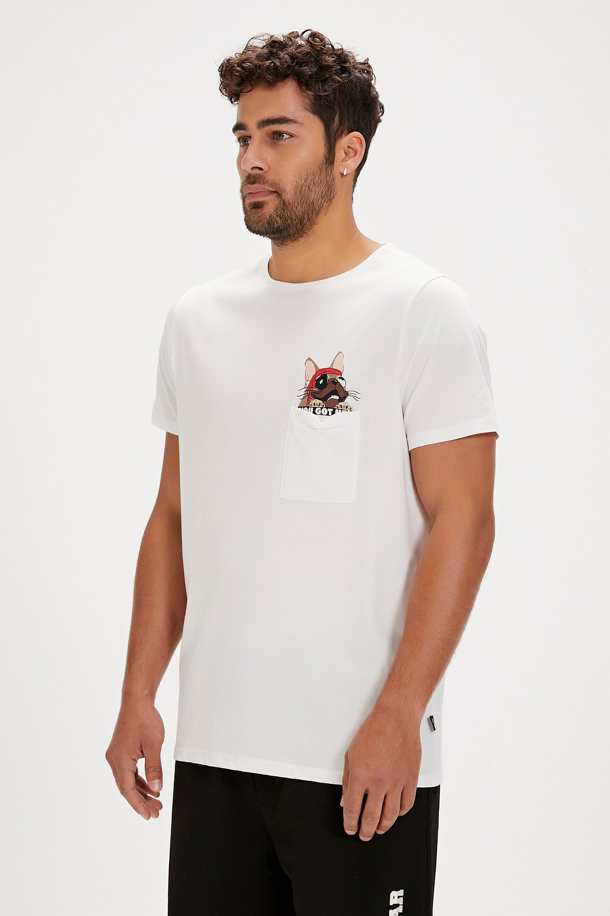 Gotcha Beyaz Baskılı Erkek Tişört