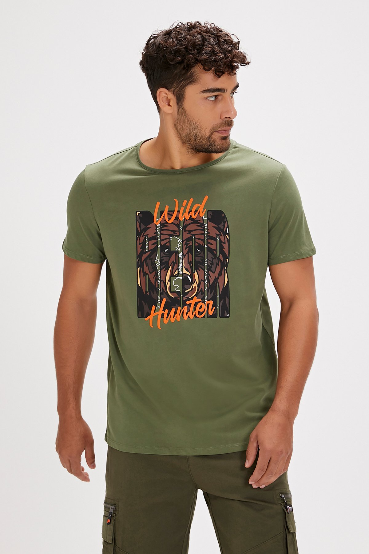 Hunt Soluk Yeşil Baskılı Erkek Tişört