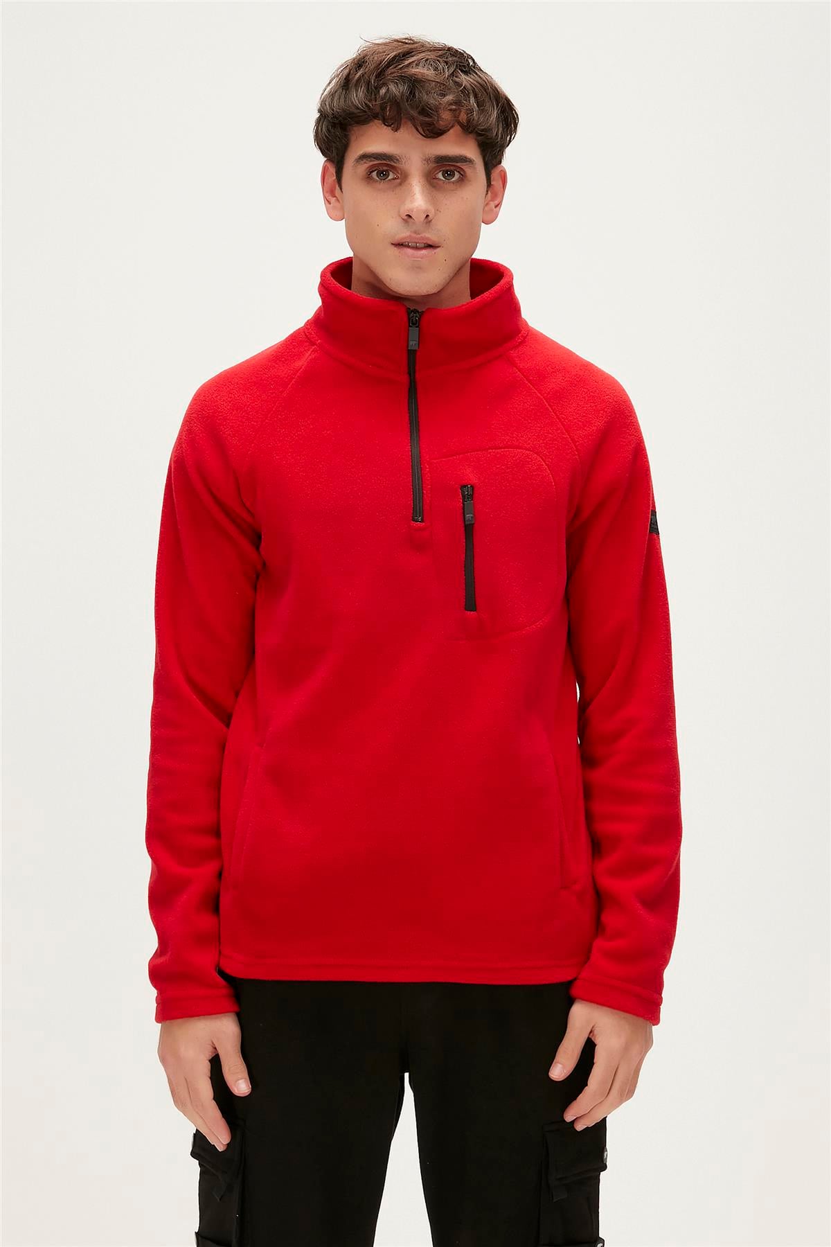 Husky Half-Zip Kırmızı Yarım Fermuarlı Erkek Polar Sweatshirt