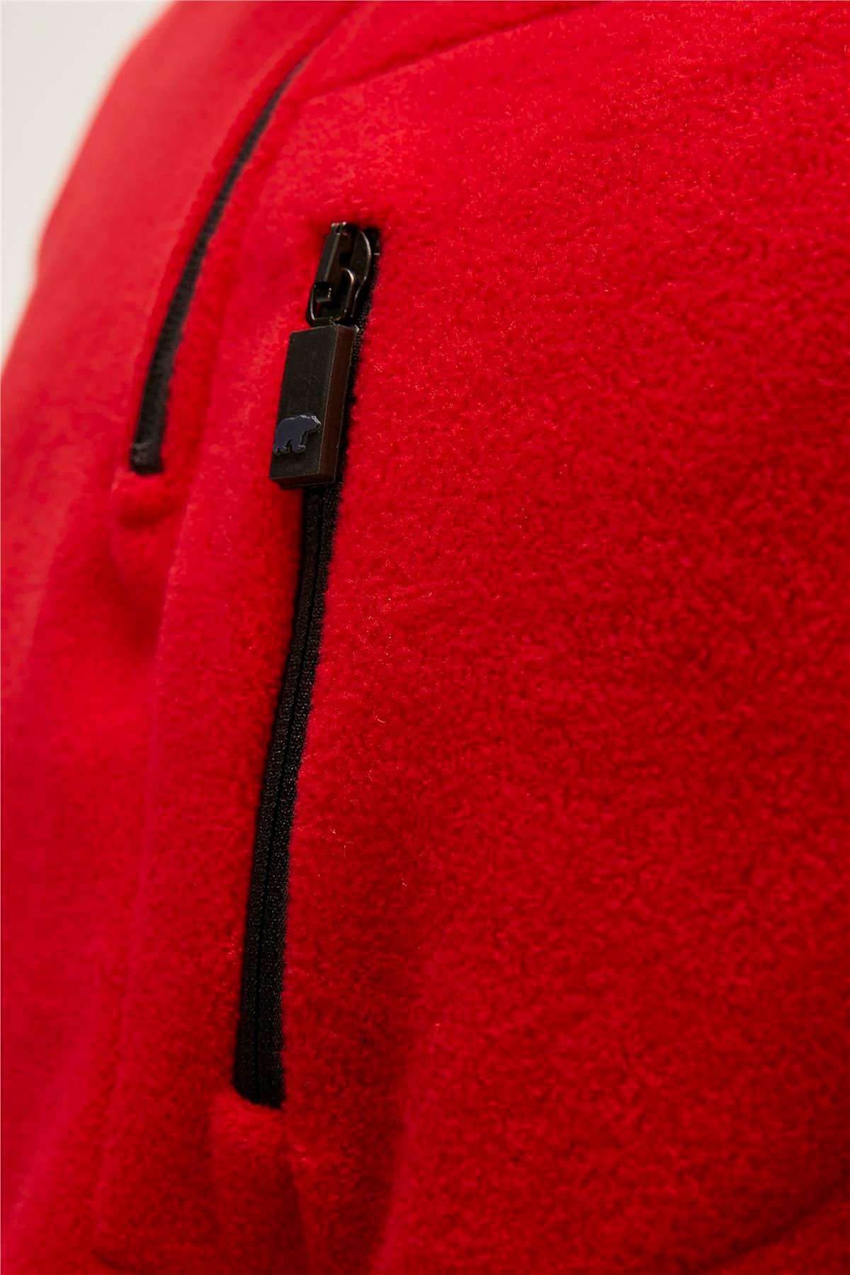 Husky Half-Zip Kırmızı Yarım Fermuarlı Erkek Polar Sweatshirt