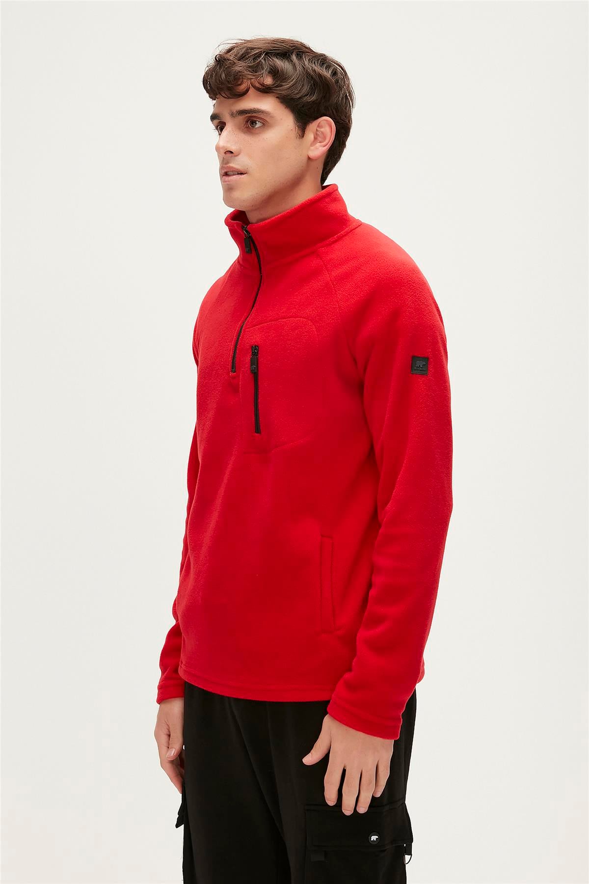 Husky Half-Zip Kırmızı Yarım Fermuarlı Erkek Polar Sweatshirt