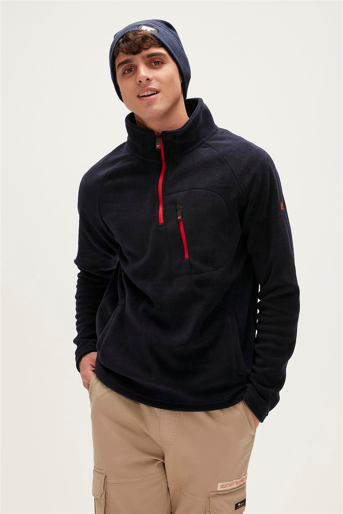 Husky Half-Zip Lacivert Yarım Fermuarlı Erkek Polar Sweatshirt