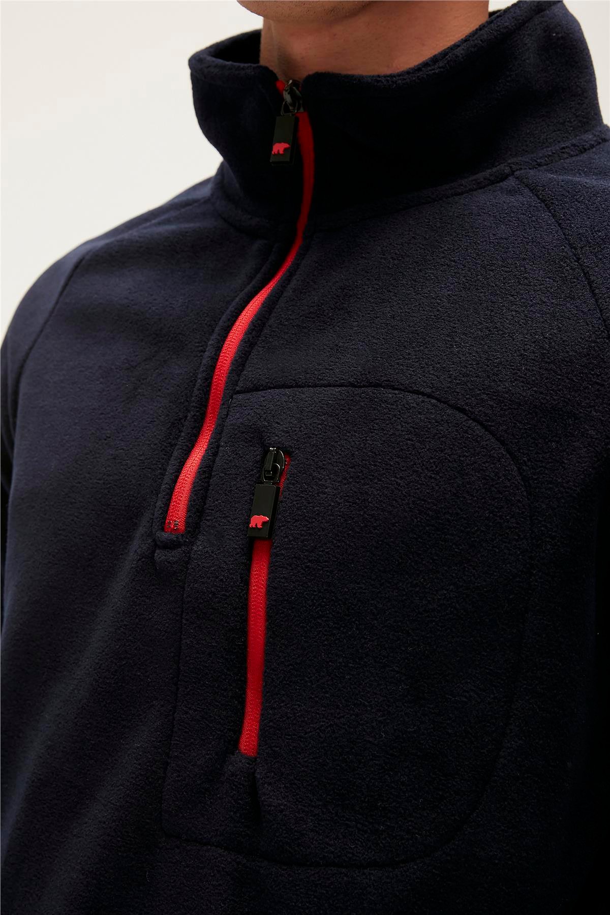 Husky Half-Zip Lacivert Yarım Fermuarlı Erkek Polar Sweatshirt