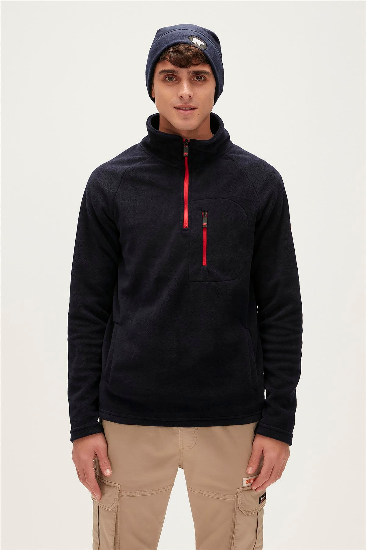 Husky Half-Zip Lacivert Yarım Fermuarlı Erkek Polar Sweatshirt
