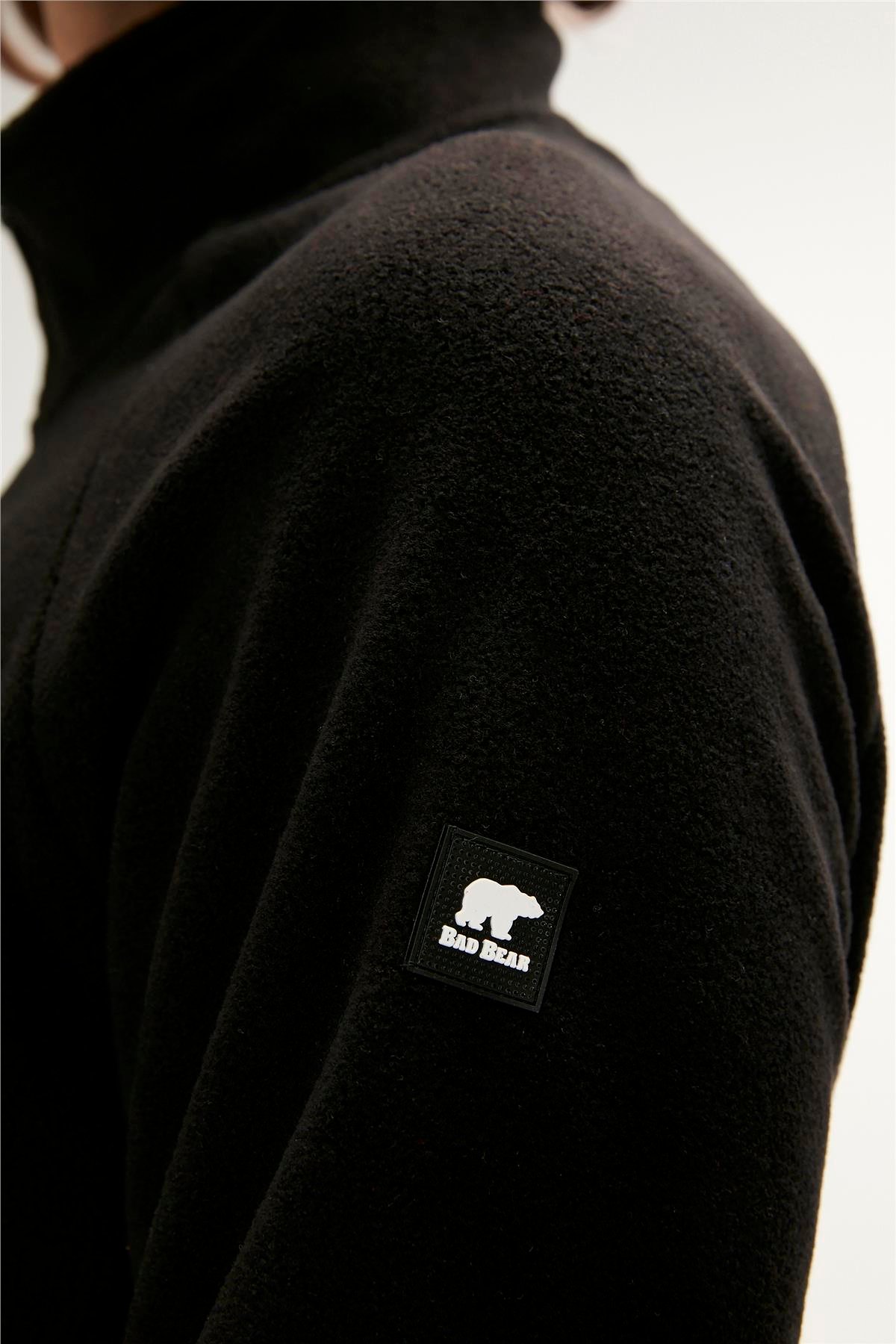 Husky Half-Zip Siyah Yarım Fermuarlı Erkek Polar Sweatshirt