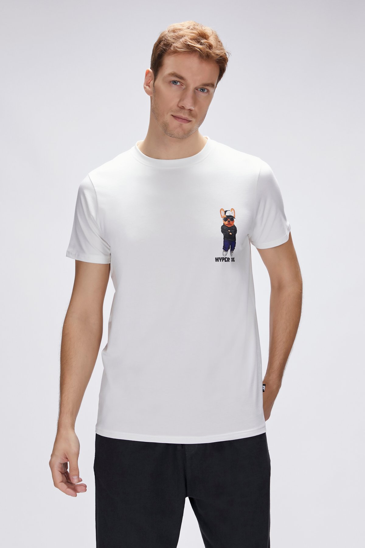 Hyper Beyaz Erkek Baskılı Tişört