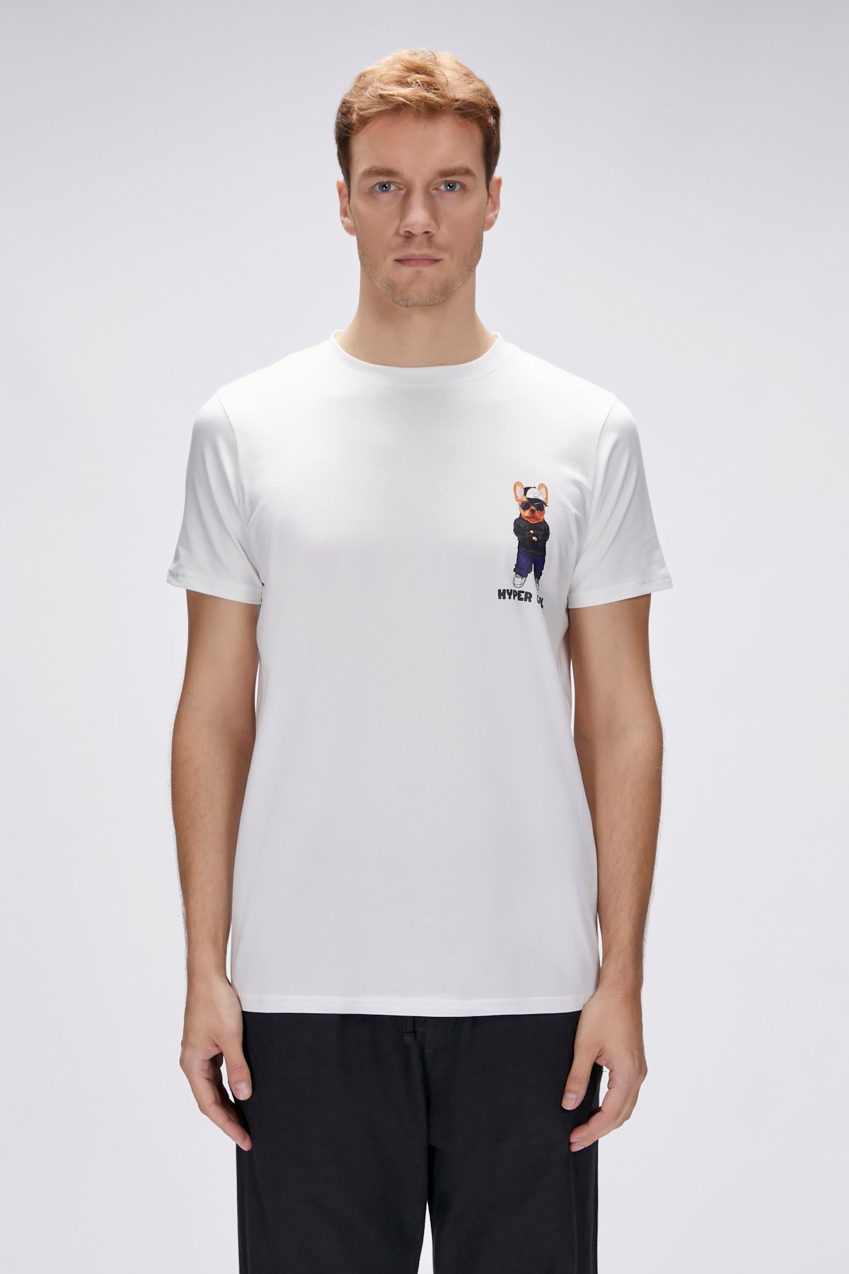 Hyper Beyaz Erkek Baskılı Tişört