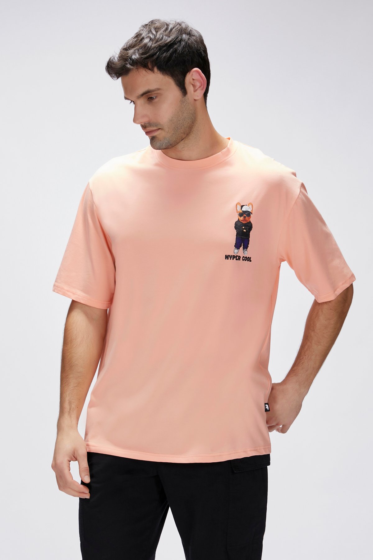 Hyper Pembe Erkek Baskılı Tişört