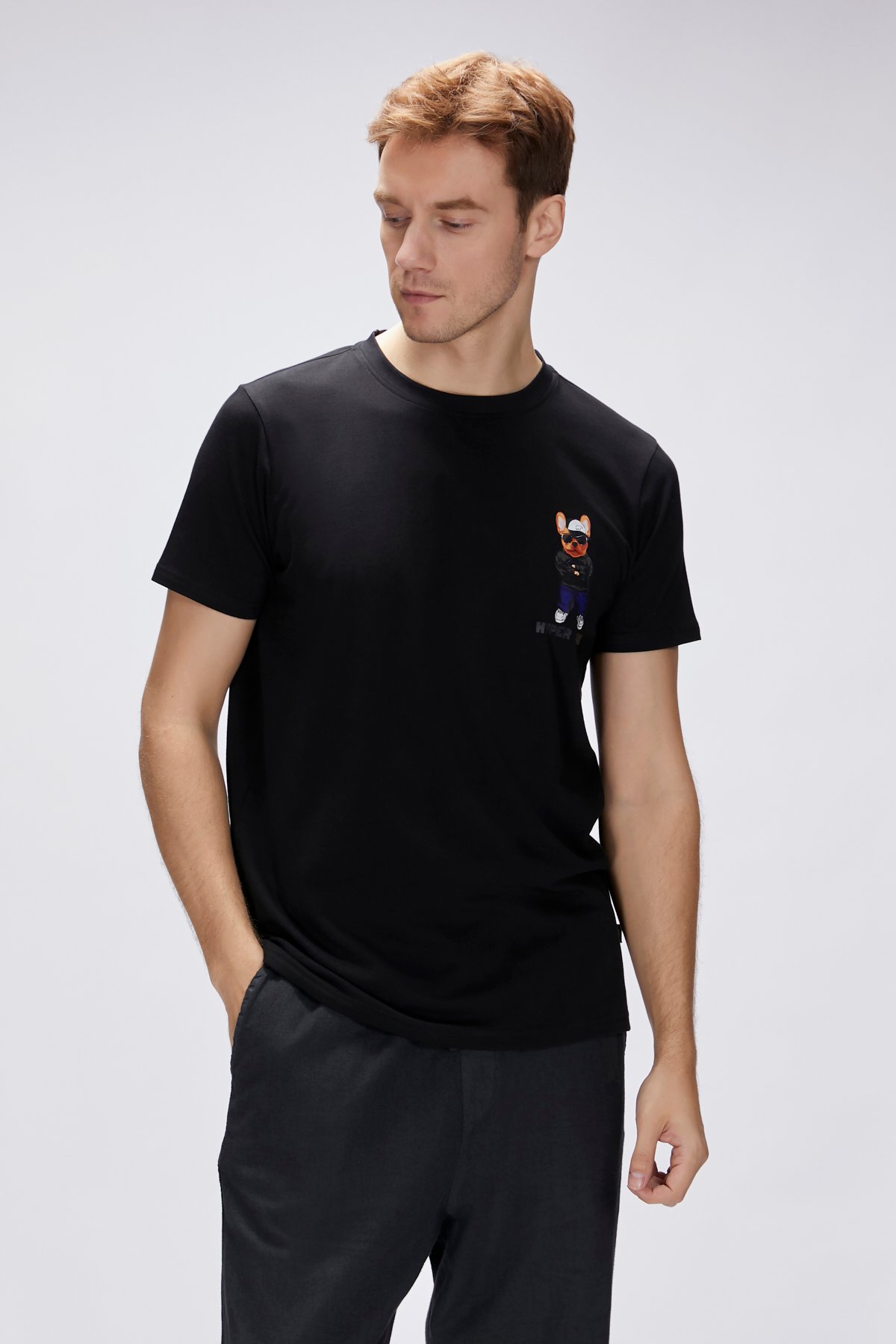 Hyper Siyah Erkek Baskılı Tişört