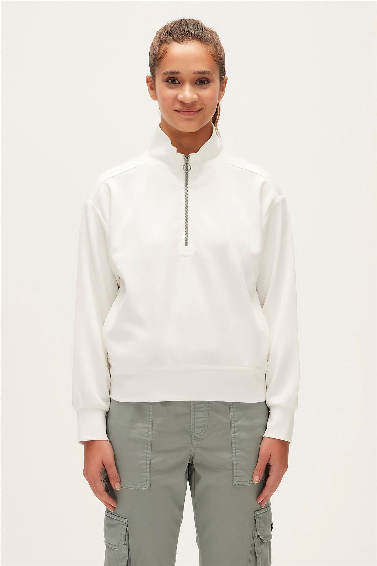 JADE HALF ZIP BEYAZ