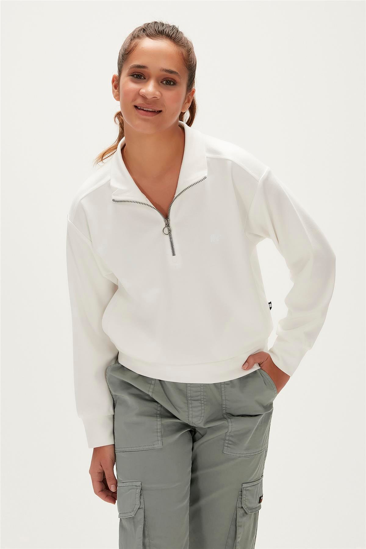 JADE HALF ZIP BEYAZ