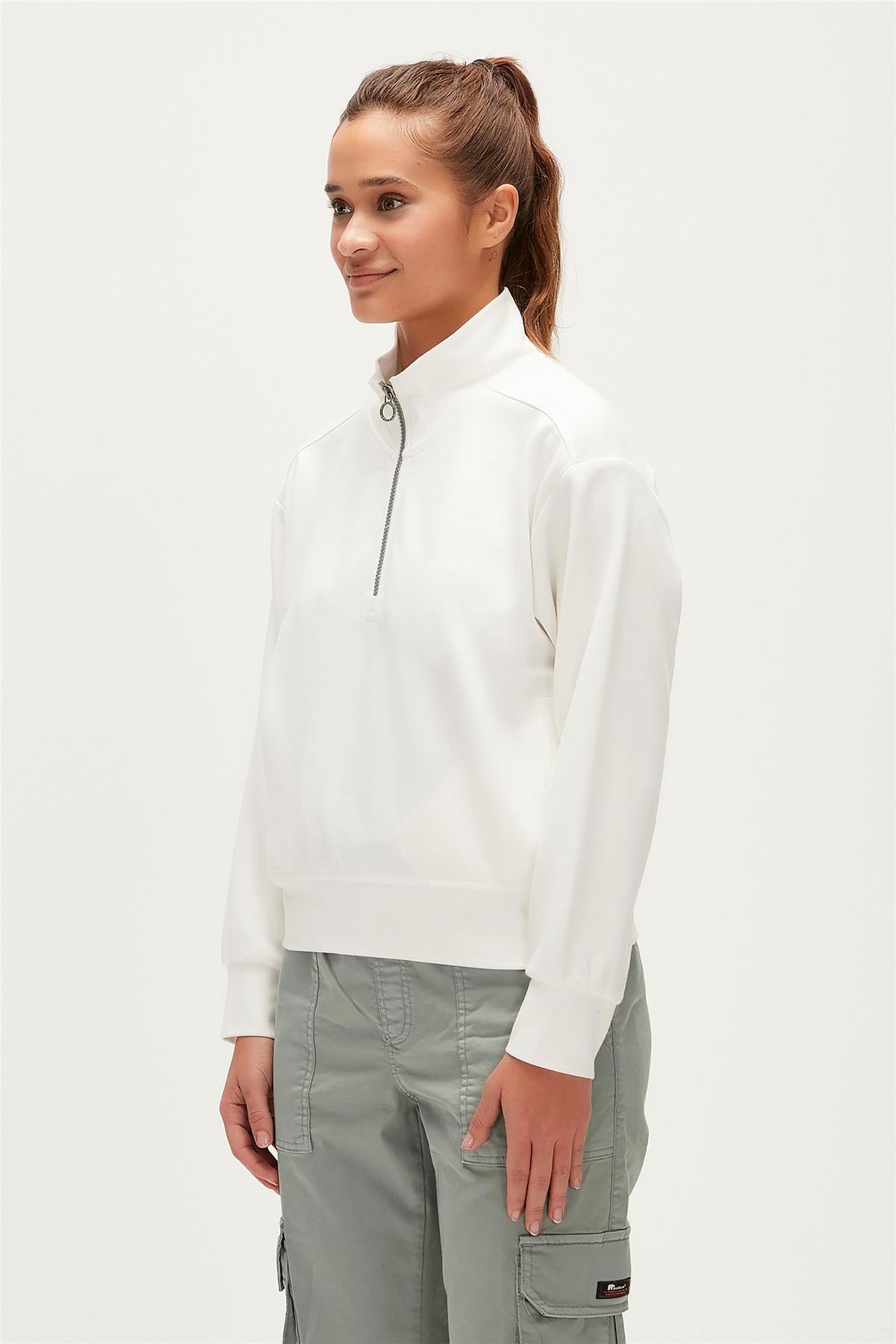 JADE HALF ZIP BEYAZ