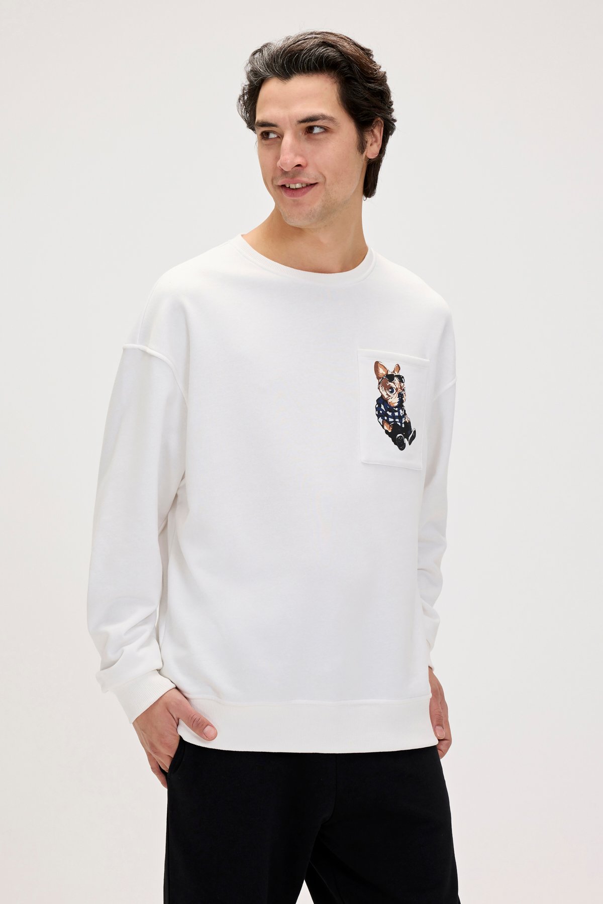JAVED CREWNECK POCKET CREWNECK OFF-WHITE  ERKEK SWEATSHIRT JAVED CREWNECKJAVED CREWNECK