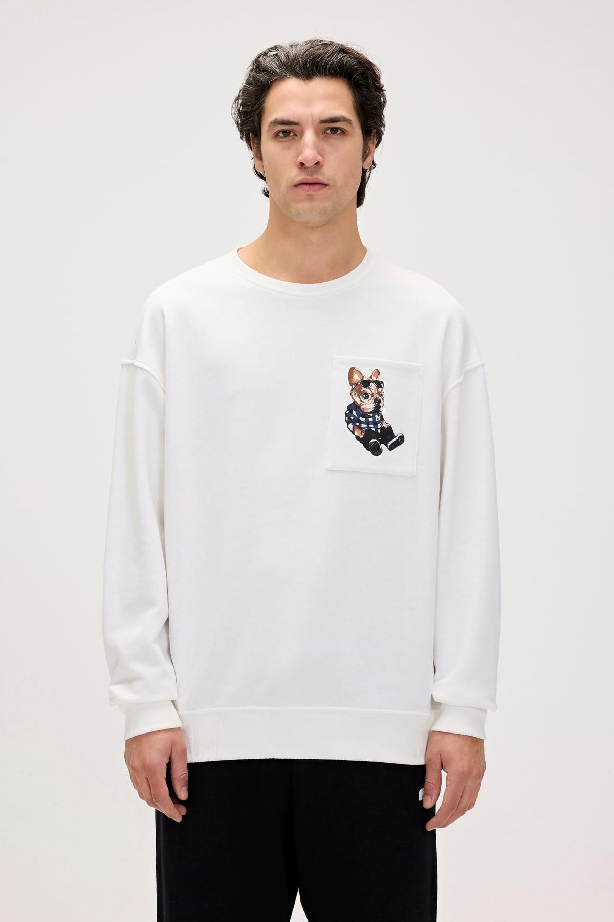 JAVED CREWNECK POCKET CREWNECK OFF-WHITE  ERKEK SWEATSHIRT JAVED CREWNECKJAVED CREWNECK