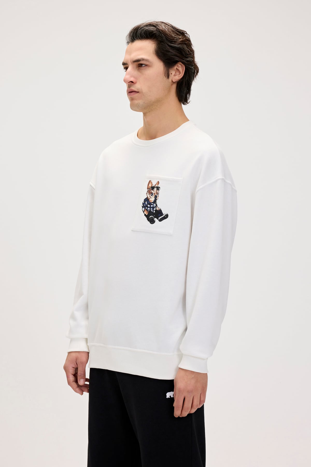 JAVED CREWNECK POCKET CREWNECK OFF-WHITE  ERKEK SWEATSHIRT JAVED CREWNECKJAVED CREWNECK