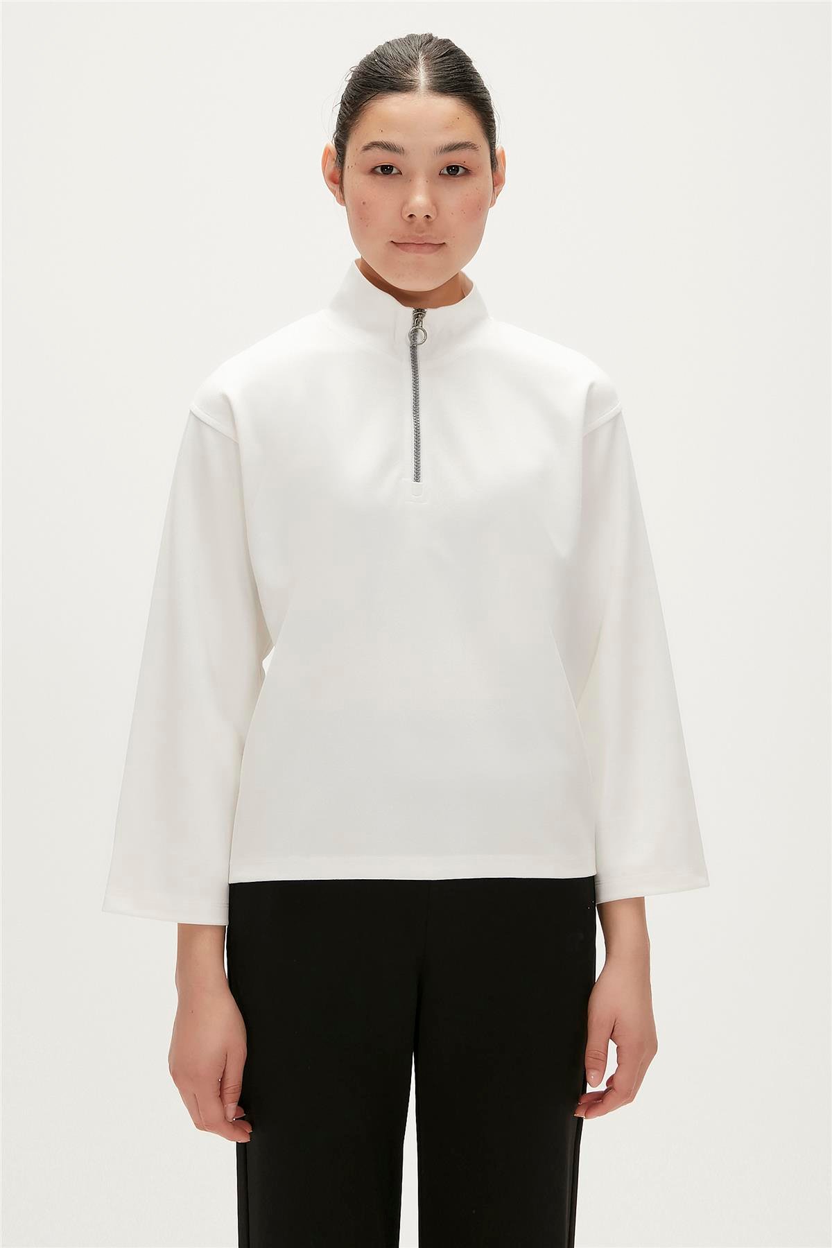 LEXI HALF ZIP BEYAZ