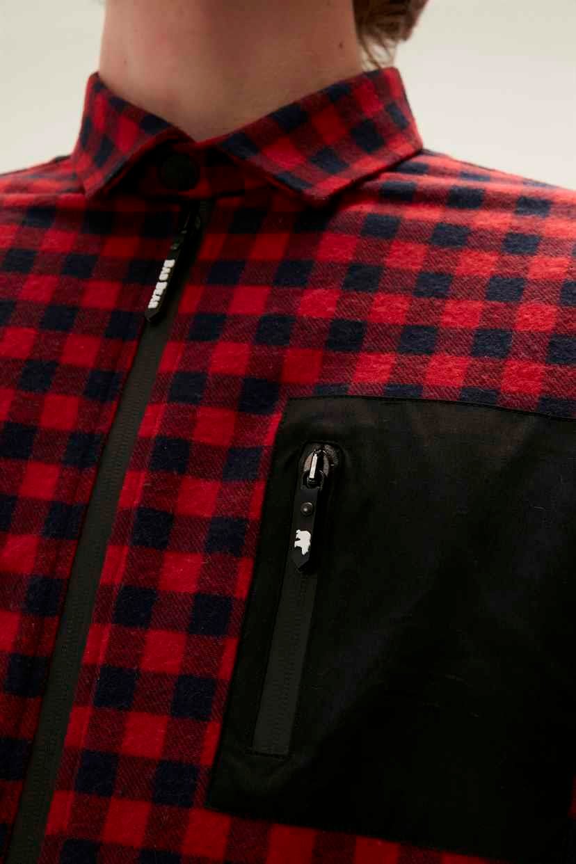 Liam Shirt Crimson Red Kırmızı Kareli Fermuarlı Erkek Gömlek