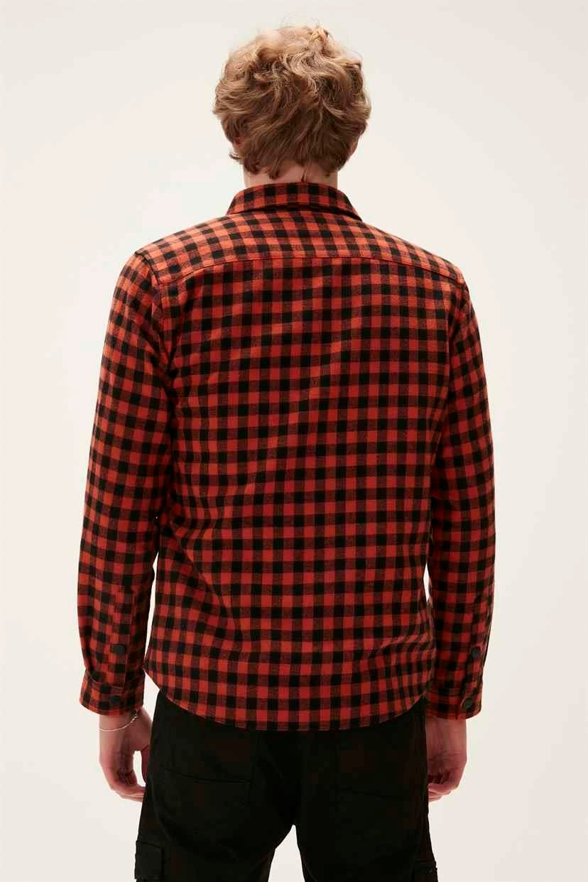 Liam Shirt Turuncu Kareli Fermuarlı Erkek Gömlek