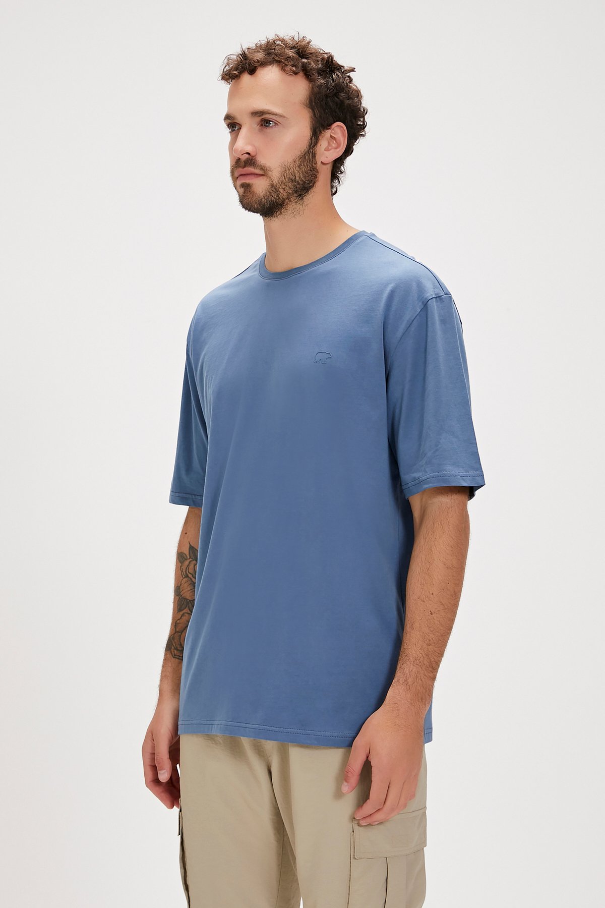 Liber Element Mavi Logo Baskılı Basic Erkek Tişört