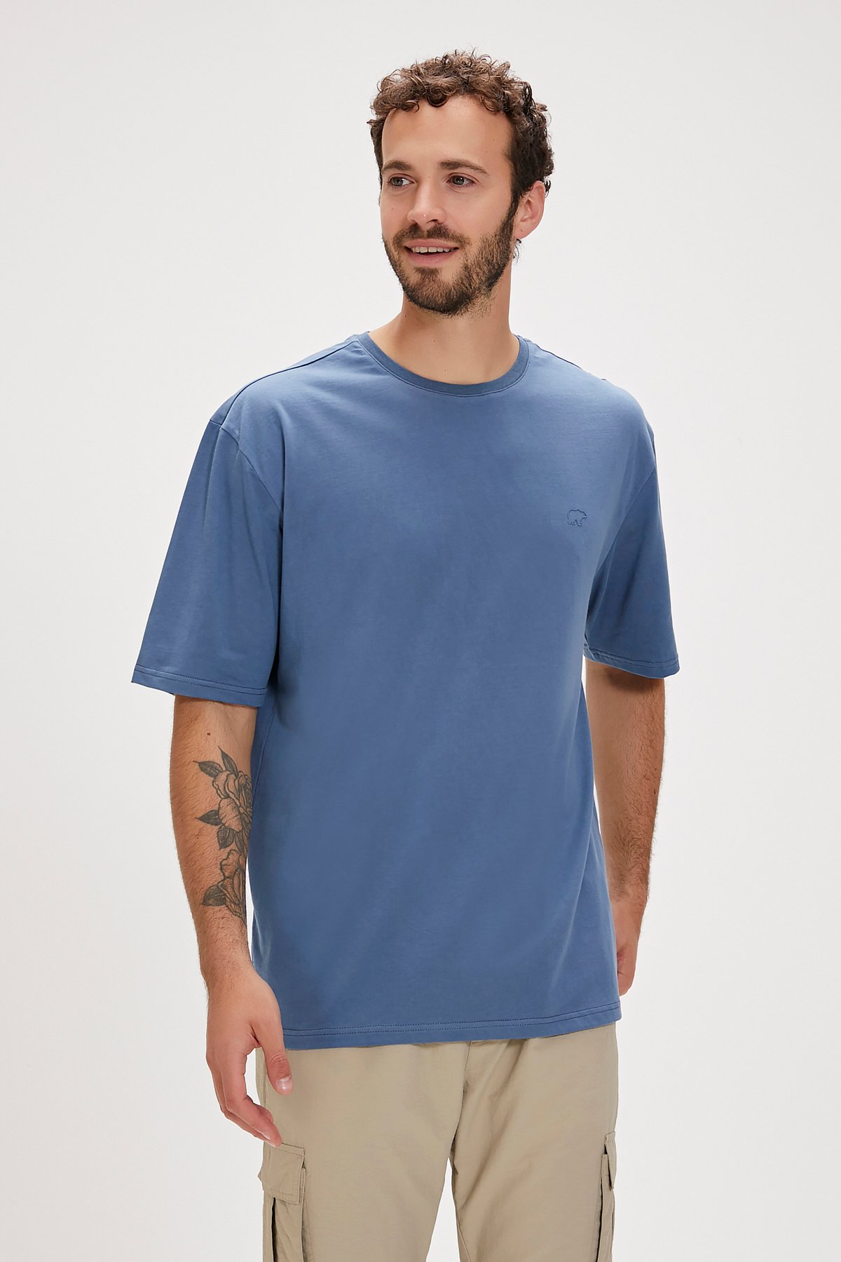 Liber Element Mavi Logo Baskılı Basic Erkek Tişört