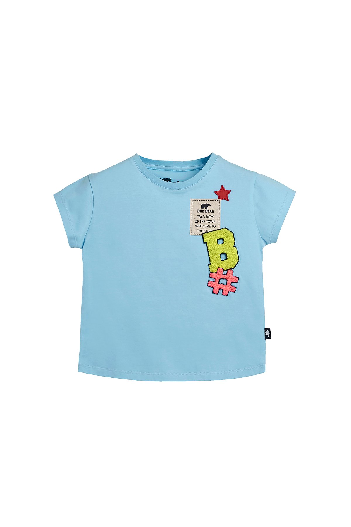 LILY T-SHIRT JR PATCHED T-SHIRT SKY BLUE  GIRL T-SHIRT LILY T-SHIRT JRLILY T-SHIRT JR