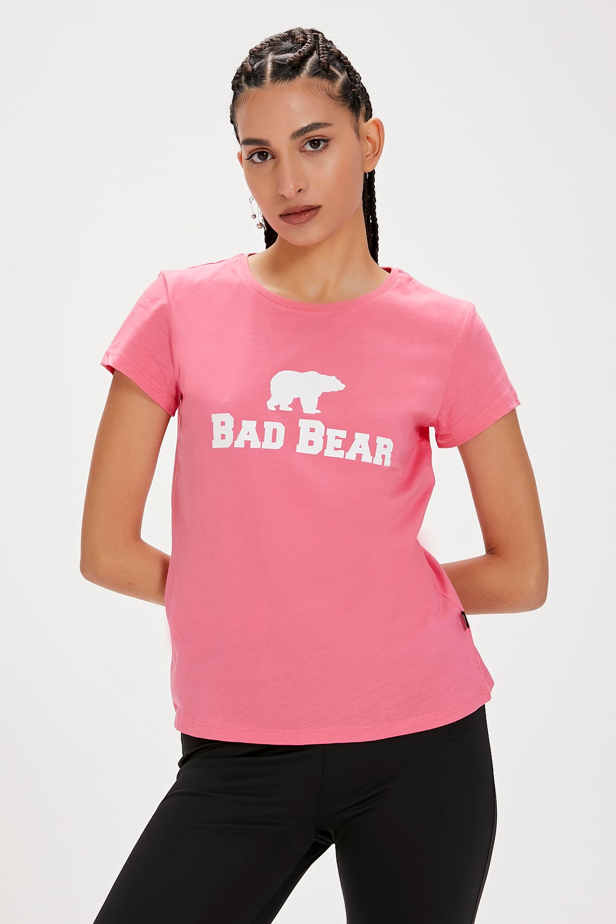 Logo Tee Pembe Logo Baskılı Basic Kadın Tişört